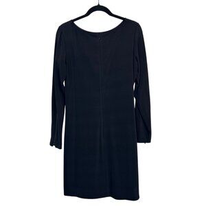 Theory Black Dress Women's Boatneck Knee Length Long Sleeve Zipper Sleeves M